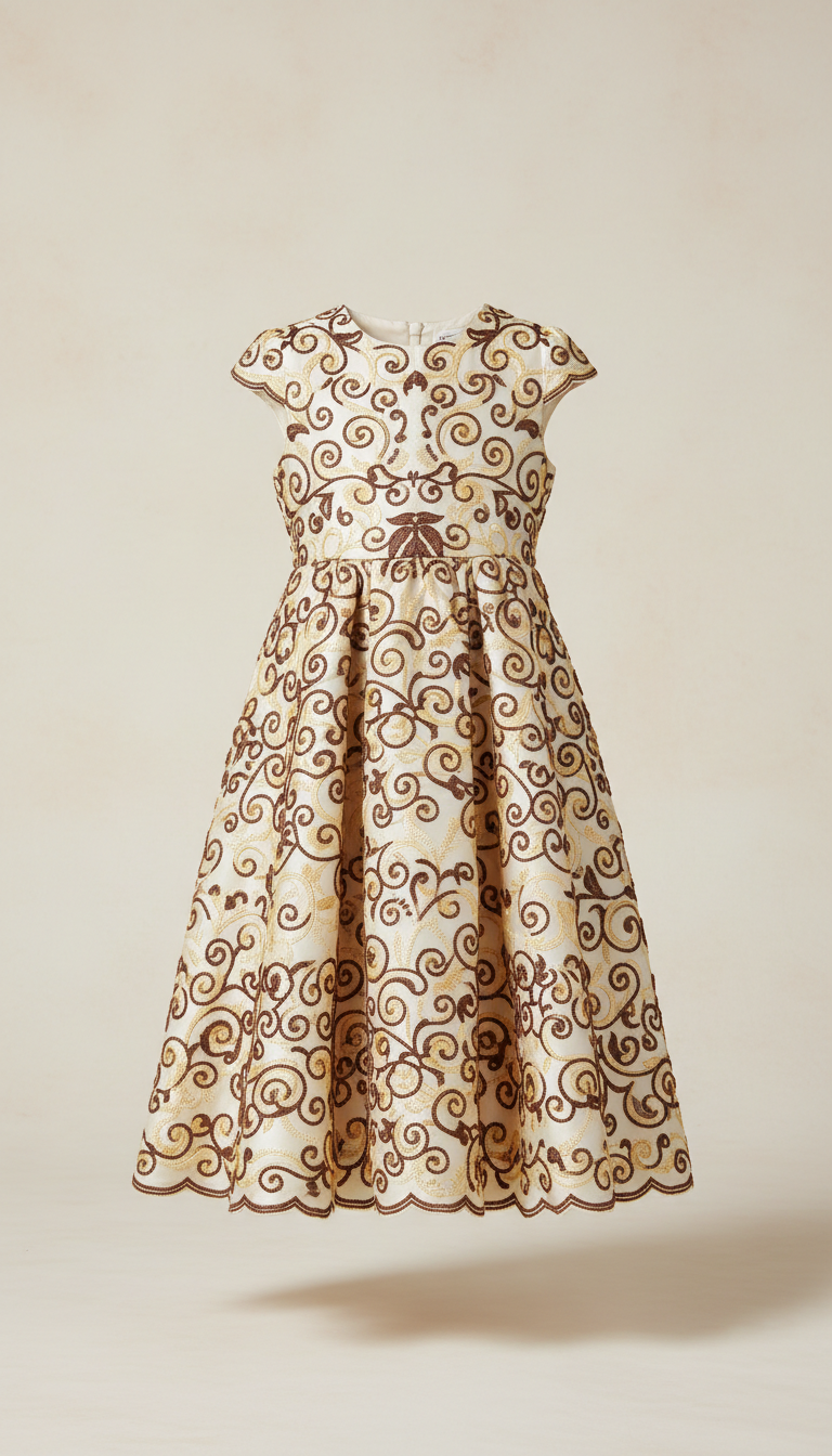 Robe en Soie Brodée pour Filles