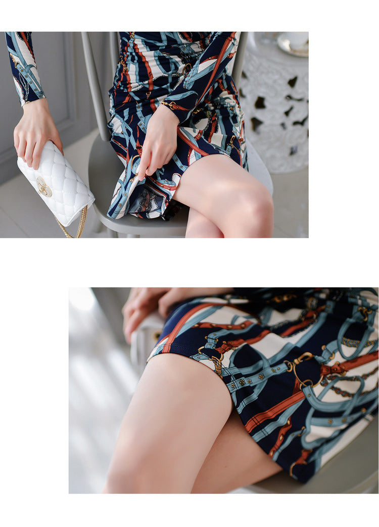 Robe Moulante Coréenne Manches Longues