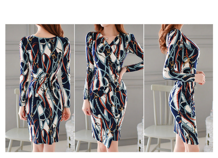 Robe Moulante Coréenne Manches Longues