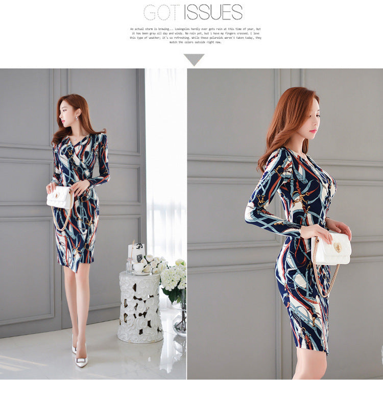 Robe Moulante Coréenne Manches Longues