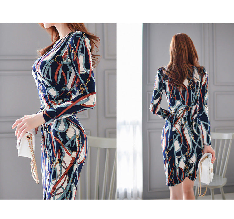 Robe Moulante Coréenne Manches Longues