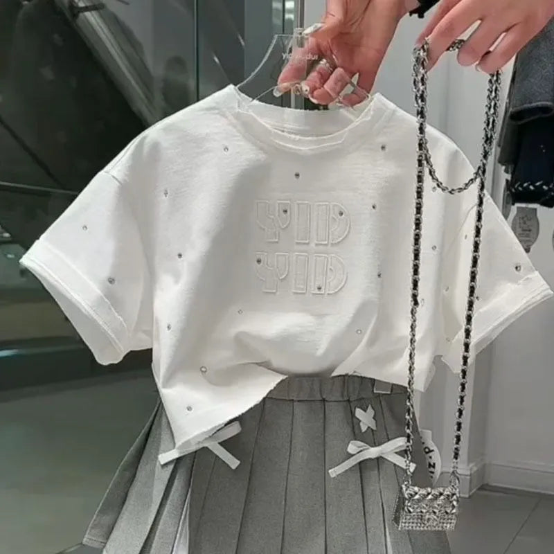 Ensemble Fille T-shirt et Jupe Plissée Été