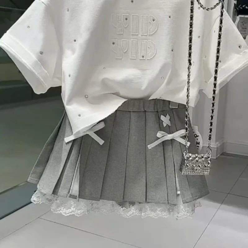 Ensemble Fille T-shirt et Jupe Plissée Été