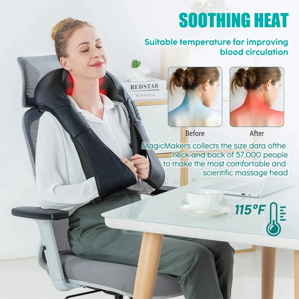 Masseur Shiatsu Nuque et Dos Chauffant Forme U
