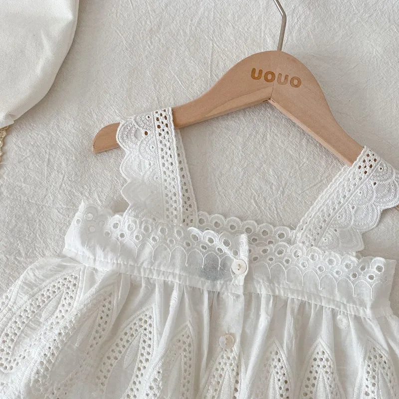 Ensemble 2 Pièces Dentelle et Short en Jean pour Fille