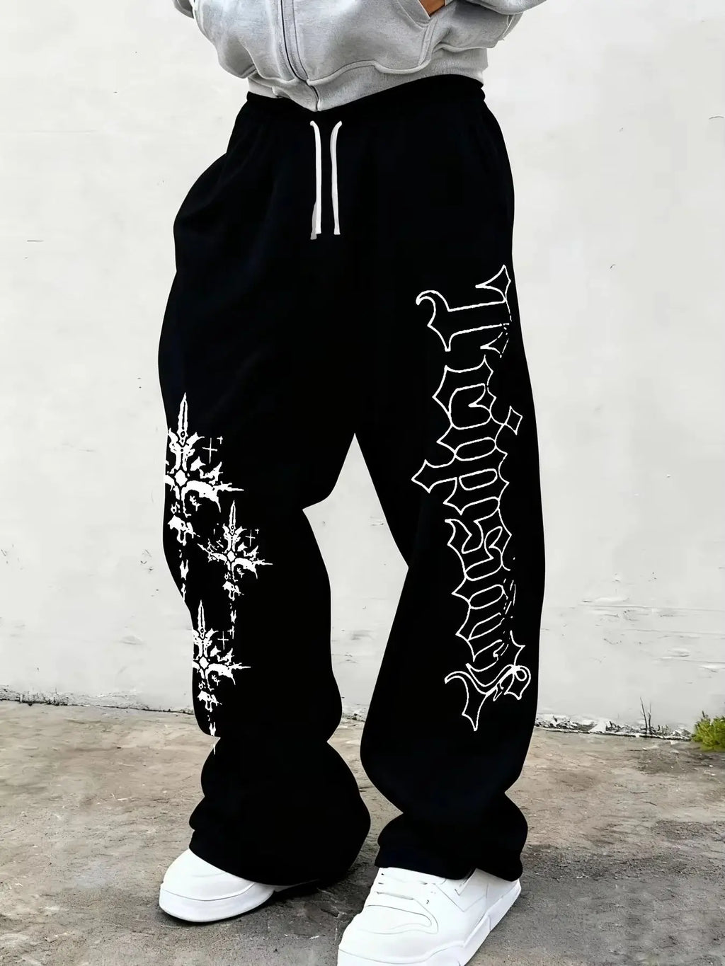 Pantalon de Sport Uni à Cordon Streetwear