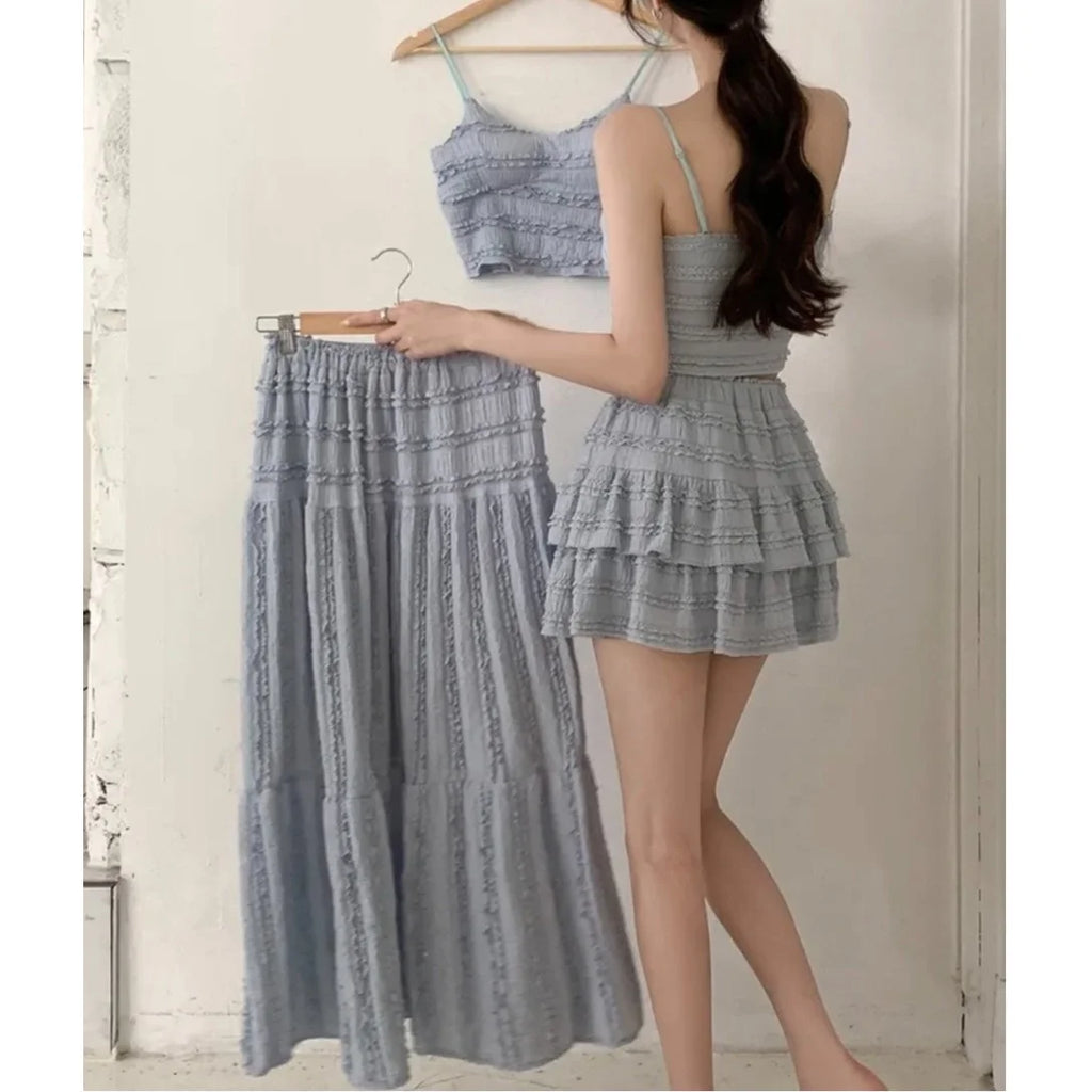 Ensemble Crop Top Dentelle et Jupe Bouffante