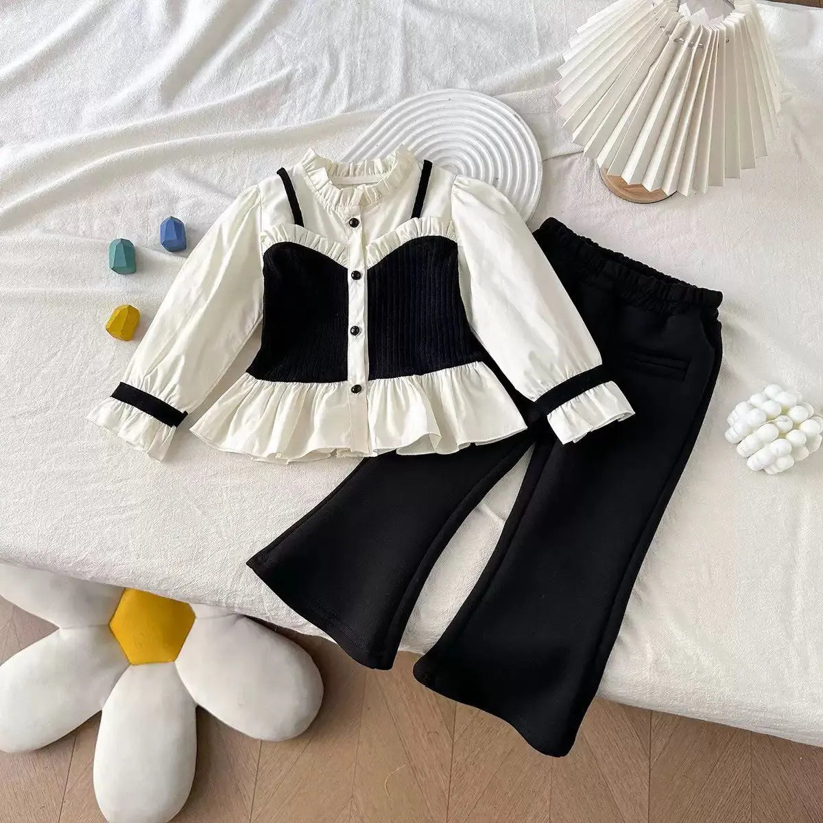 Ensemble Fille Chemise et Pantalon Évasé
