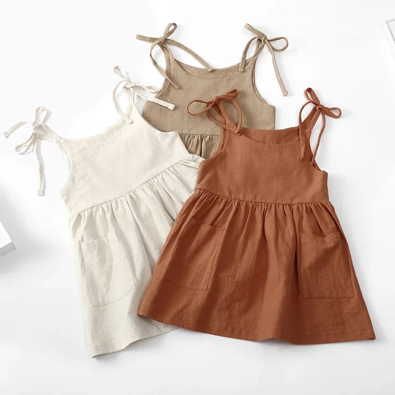 Robe Fille Coton Sans Manches