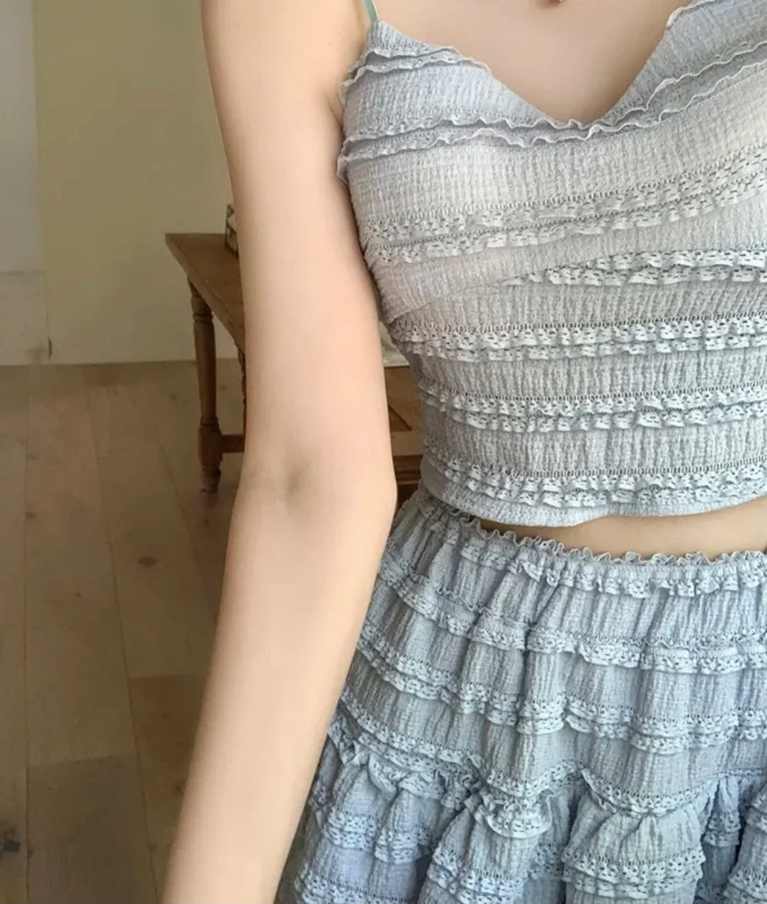 Ensemble Crop Top Dentelle et Jupe Bouffante