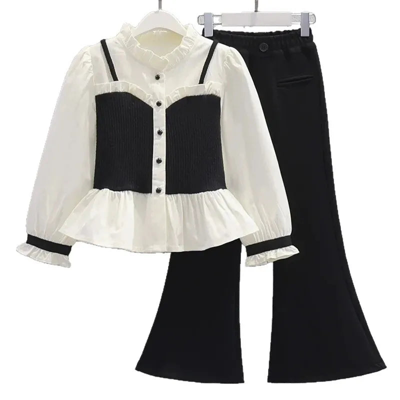Ensemble Fille Chemise et Pantalon Évasé