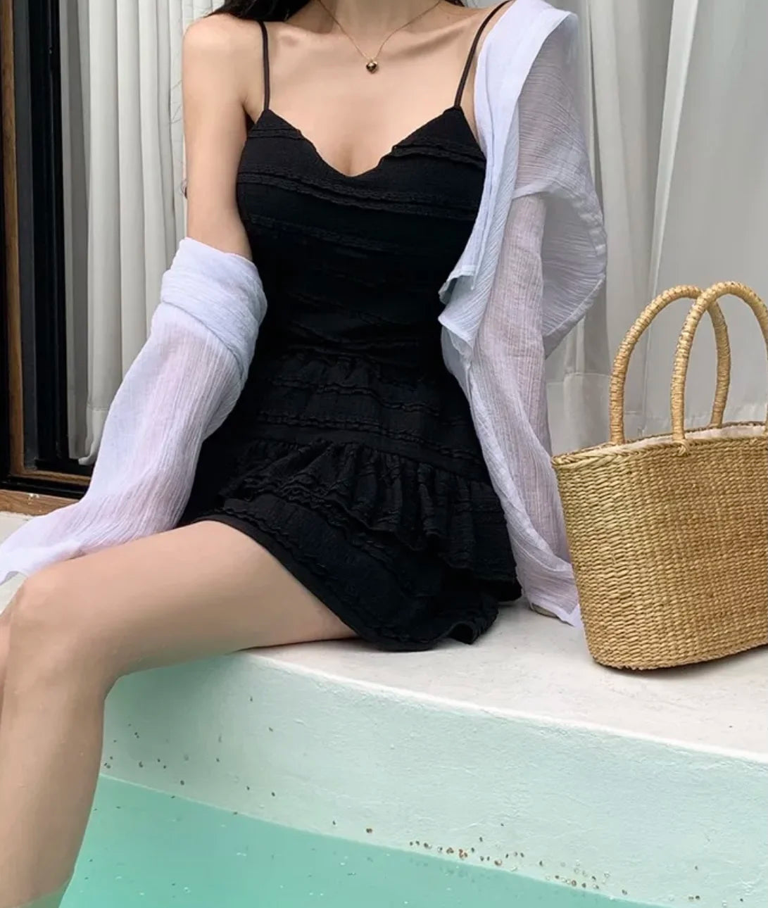 Ensemble Crop Top Dentelle et Jupe Bouffante