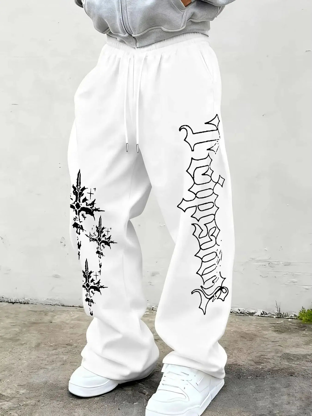 Pantalon de Sport Uni à Cordon Streetwear