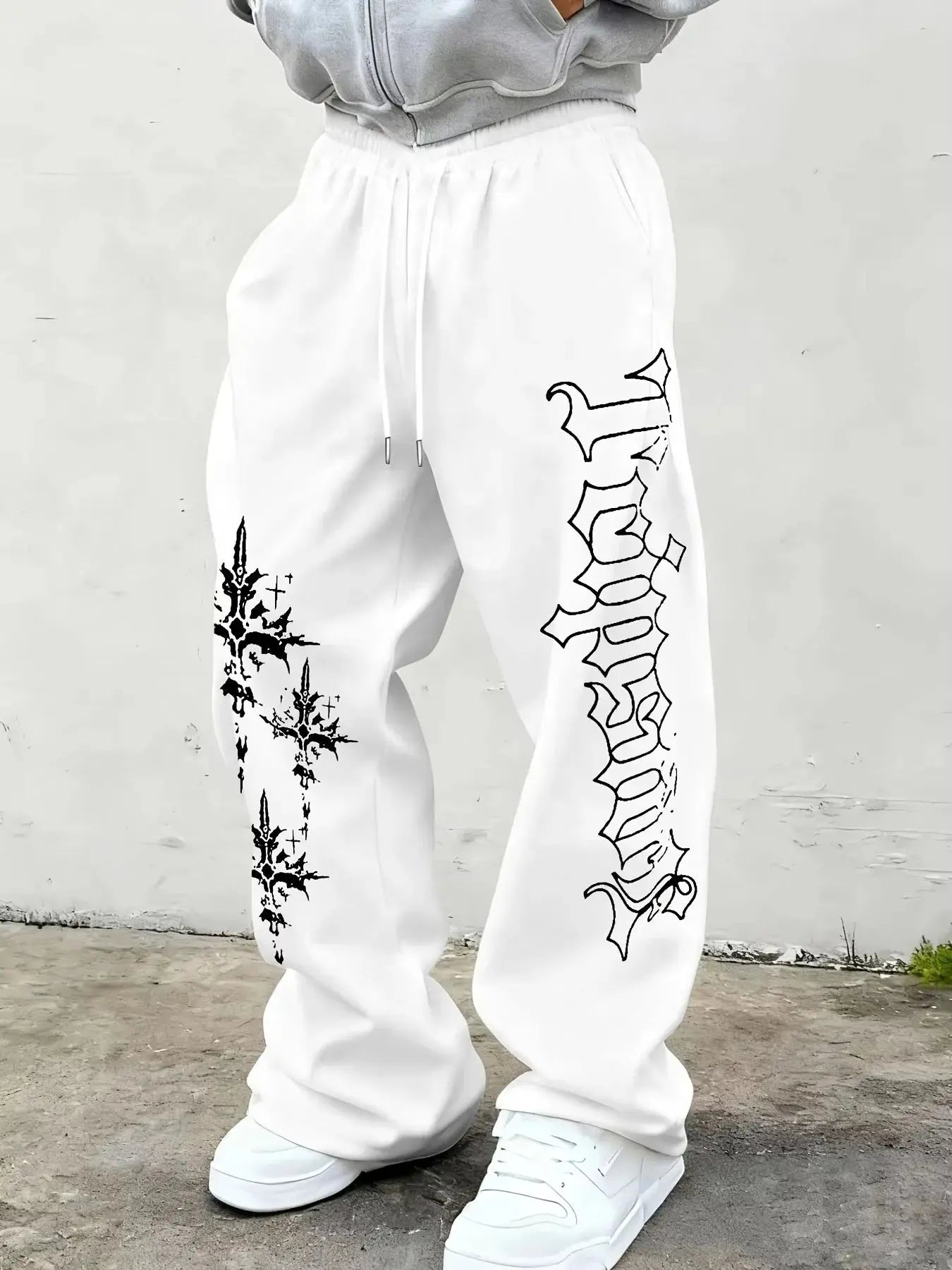 Pantalon de Sport Uni à Cordon Streetwear