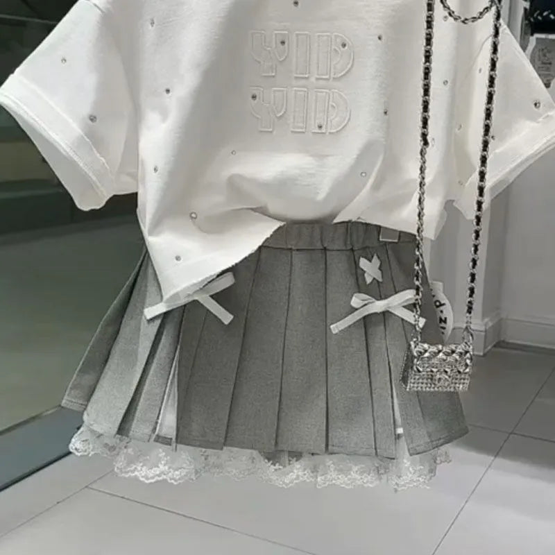 Ensemble Fille T-shirt et Jupe Plissée Été