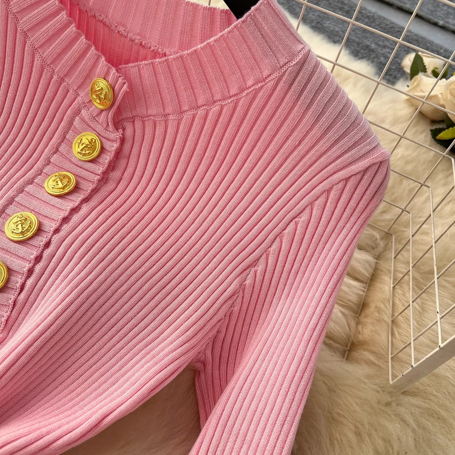 Robe Tricot Chic Ceinture Métallique