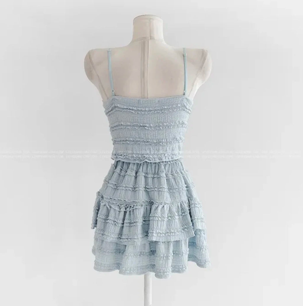 Ensemble Crop Top Dentelle et Jupe Bouffante