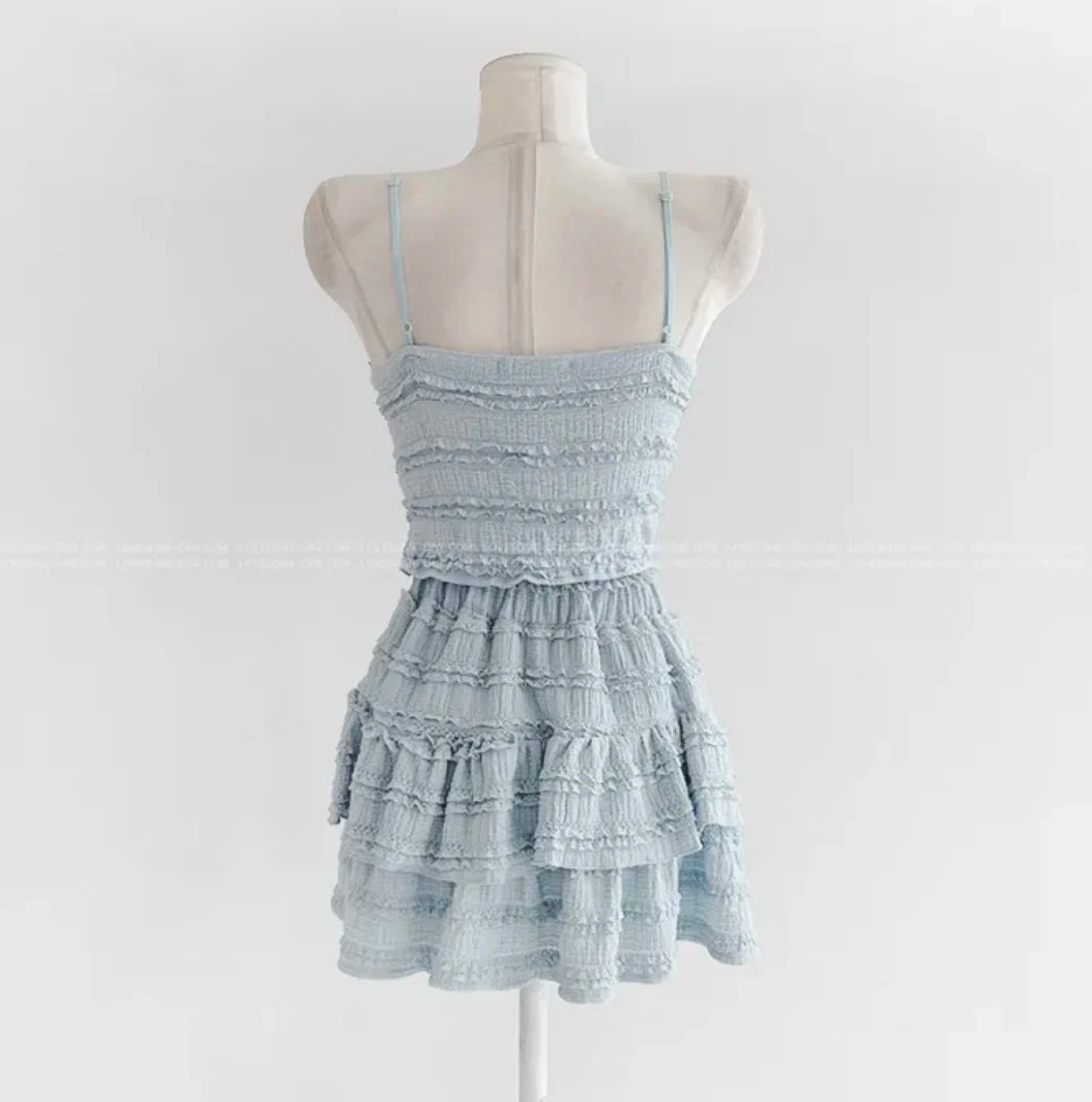 Ensemble Crop Top Dentelle et Jupe Bouffante