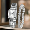 Ensemble Montre Femme Rectangle Strass