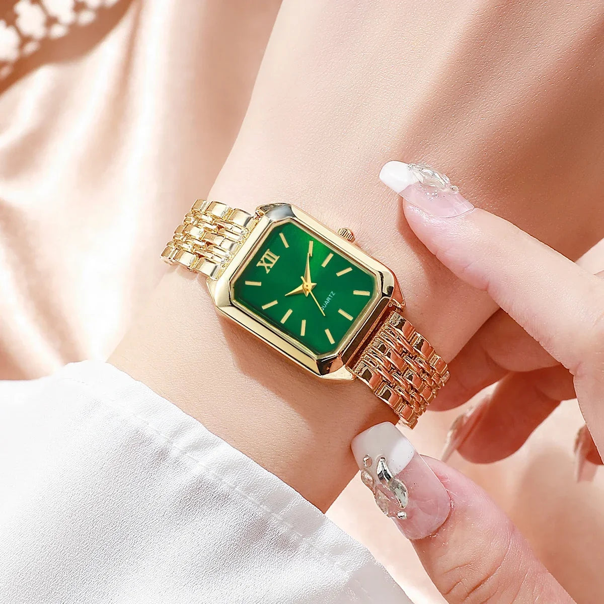 Ensemble Montre Femme Rectangle Strass