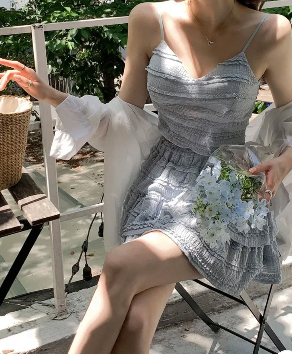 Ensemble Crop Top Dentelle et Jupe Bouffante