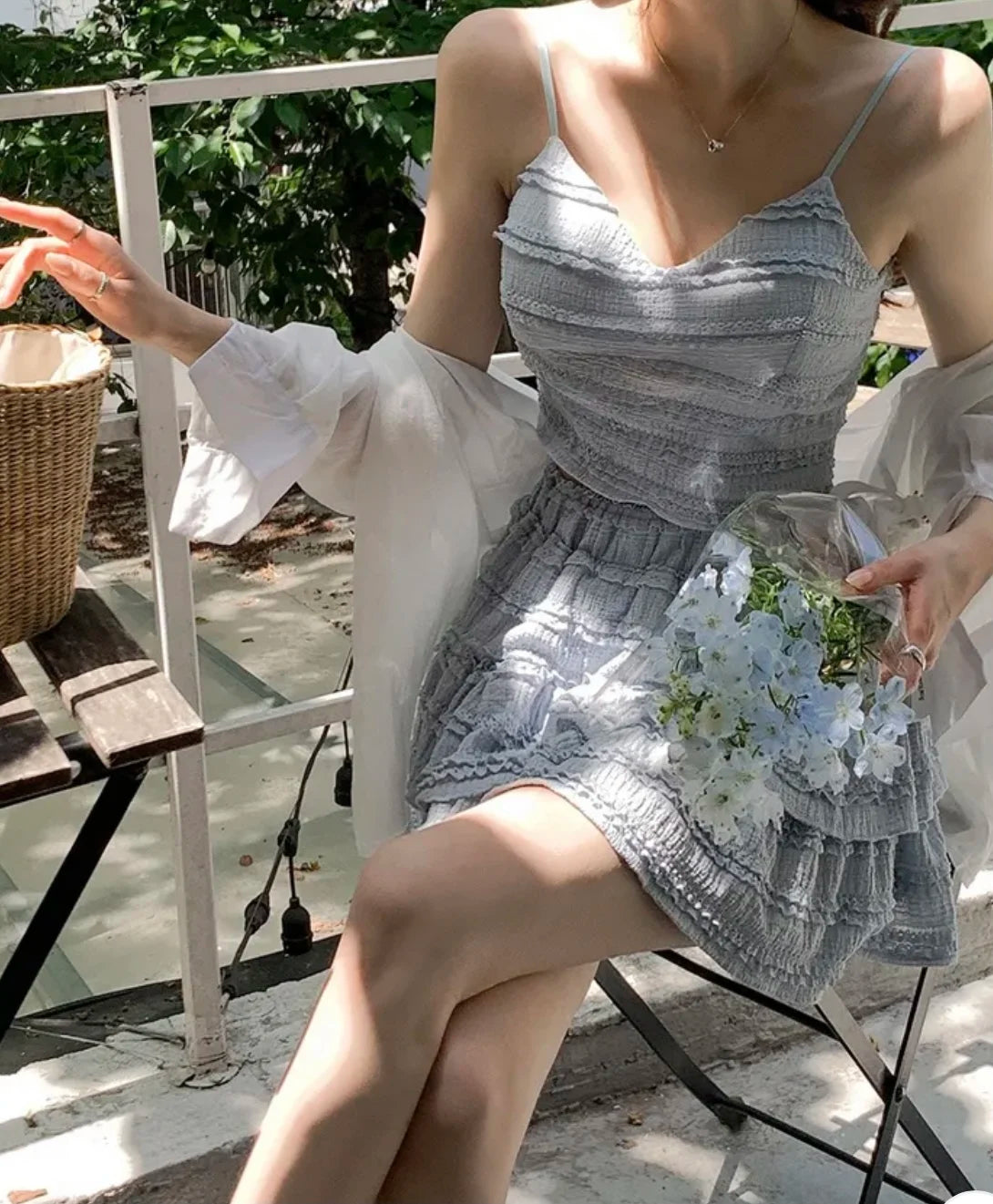 Ensemble Crop Top Dentelle et Jupe Bouffante