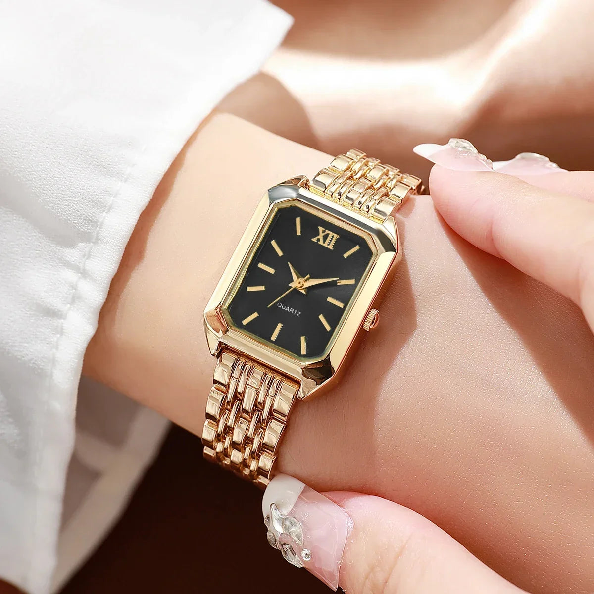 Ensemble Montre Femme Rectangle Strass