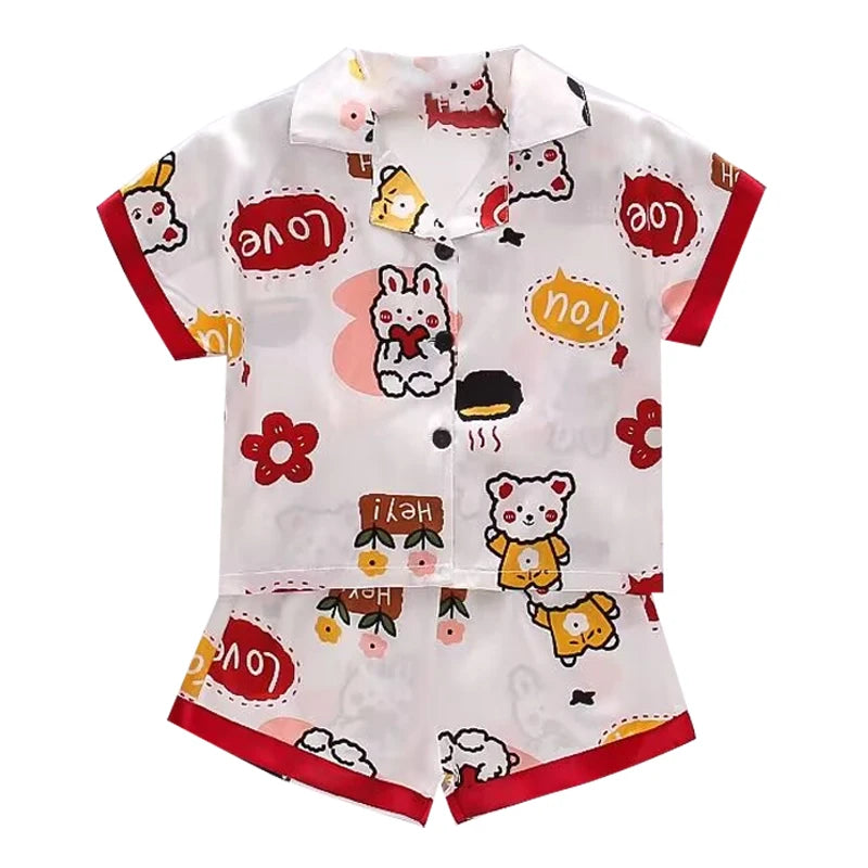 Pyjama Enfant Soie Glacée Imprimé Cartoon