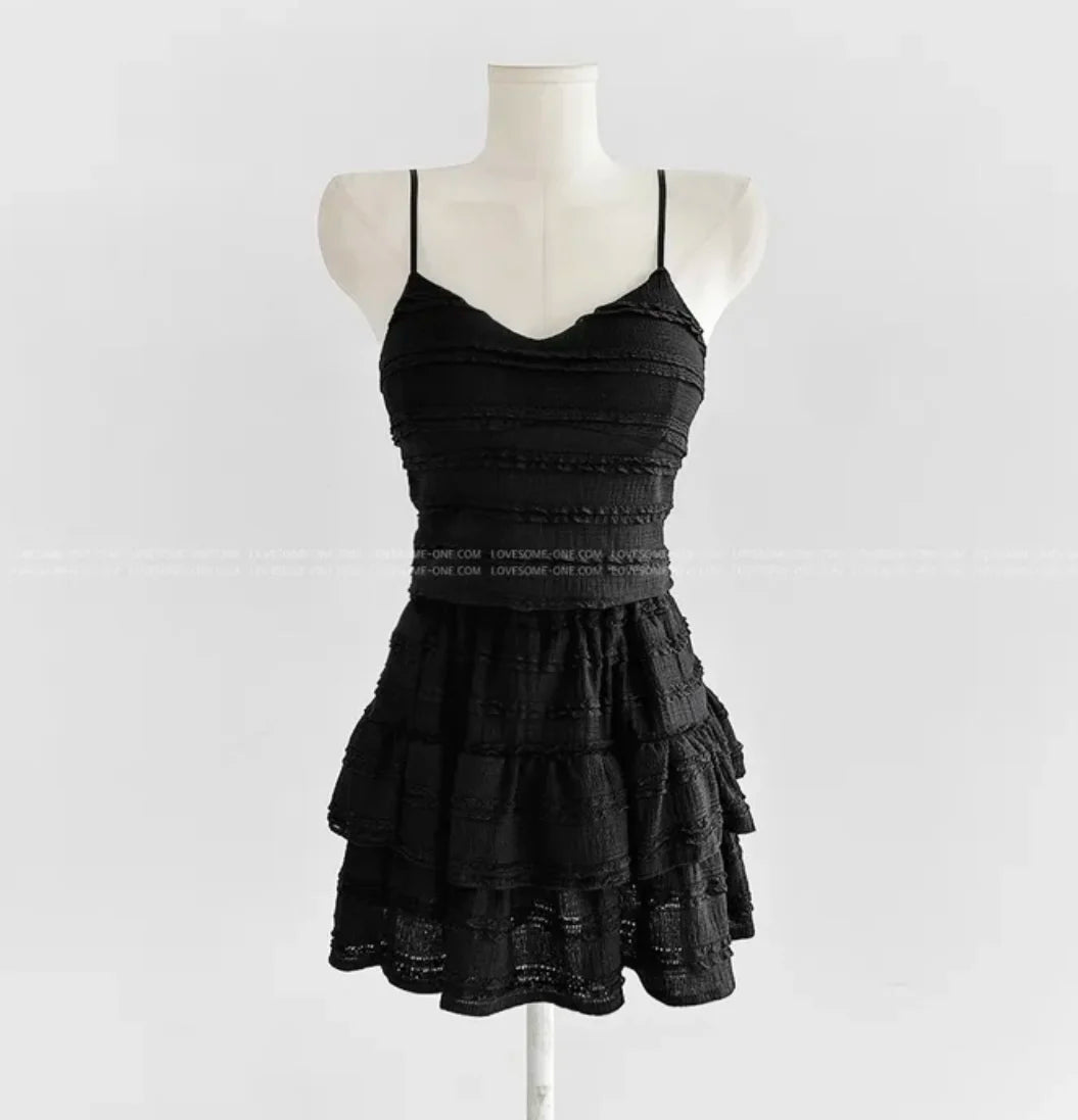 Ensemble Crop Top Dentelle et Jupe Bouffante