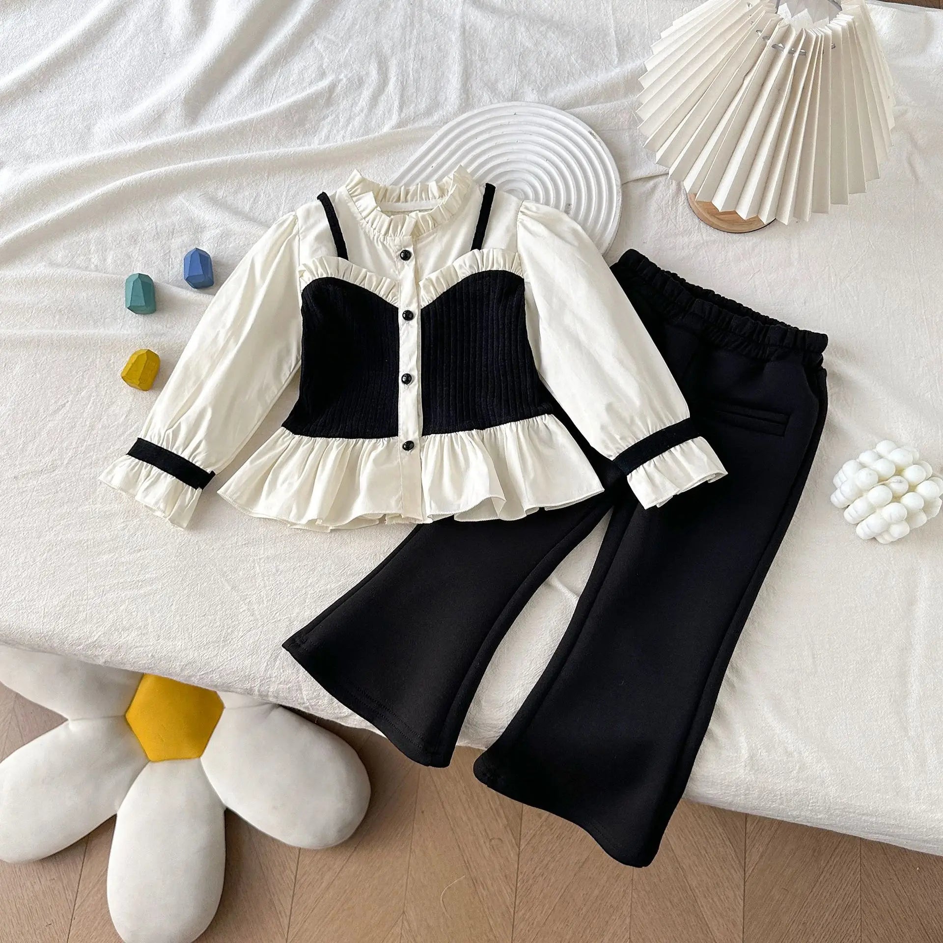 Ensemble Fille Chemise et Pantalon Évasé