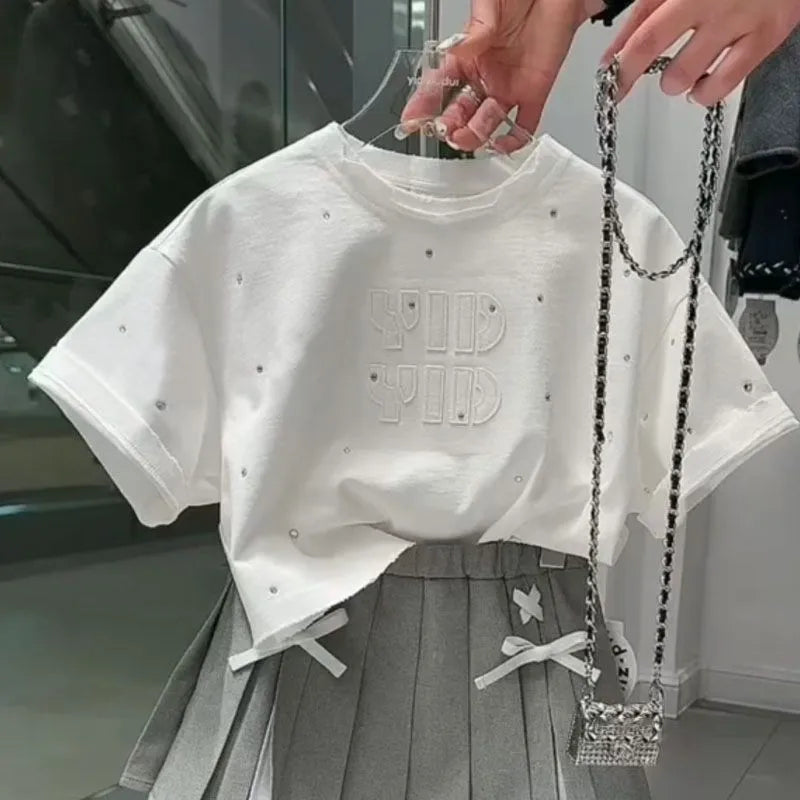Ensemble Fille T-shirt et Jupe Plissée Été