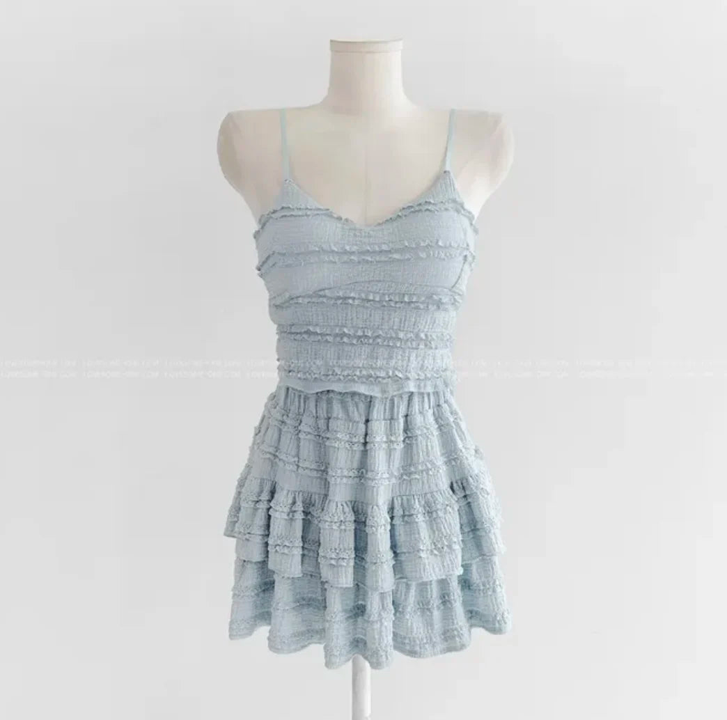 Ensemble Crop Top Dentelle et Jupe Bouffante