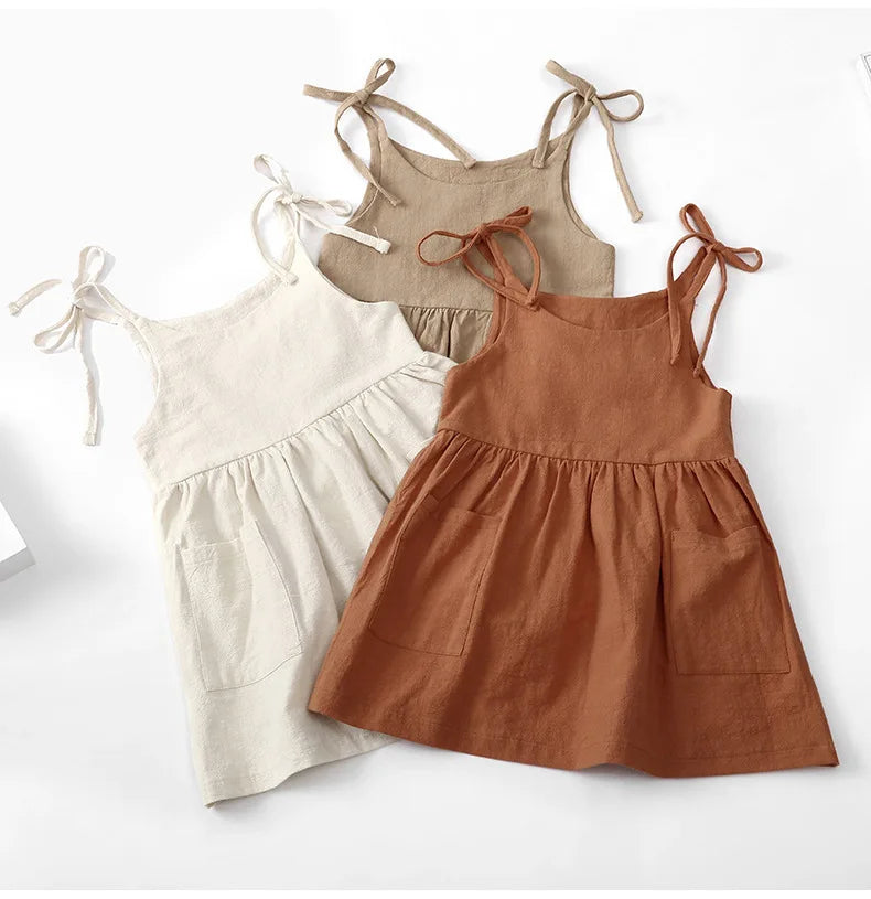 Robe Fille Coton Sans Manches