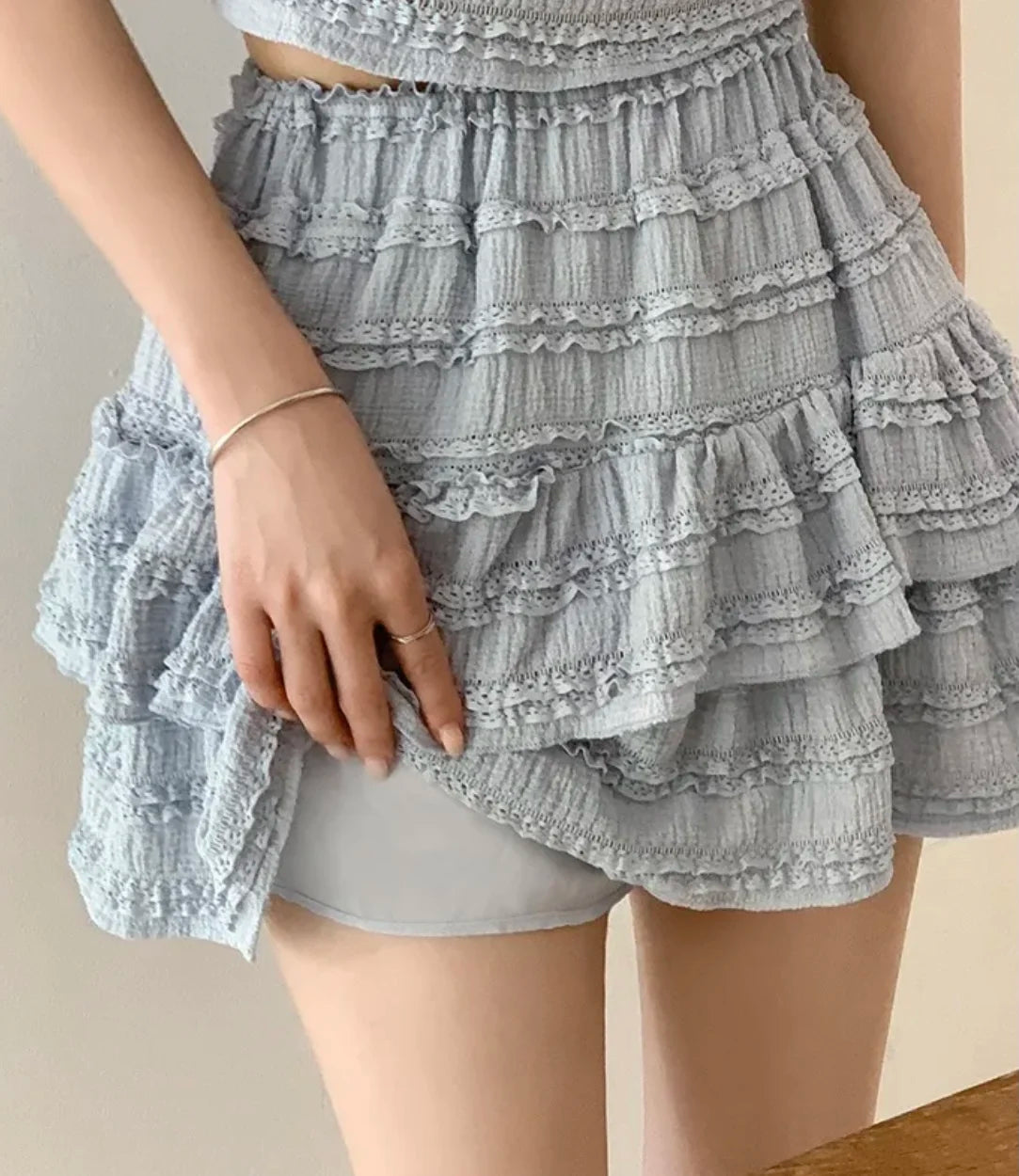 Ensemble Crop Top Dentelle et Jupe Bouffante