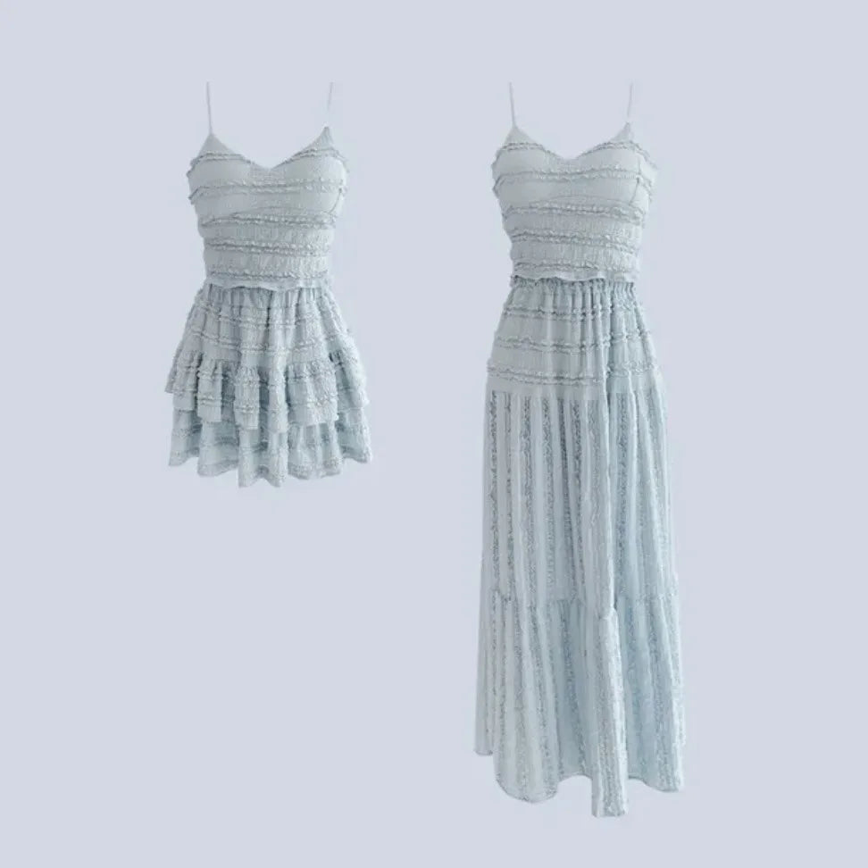 Ensemble Crop Top Dentelle et Jupe Bouffante