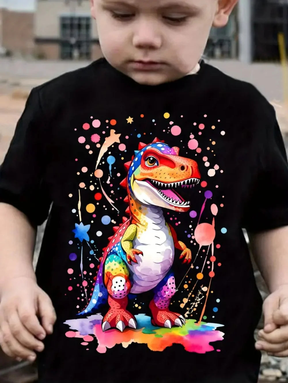 T-shirt Garçon Dinosaure Col Rond
