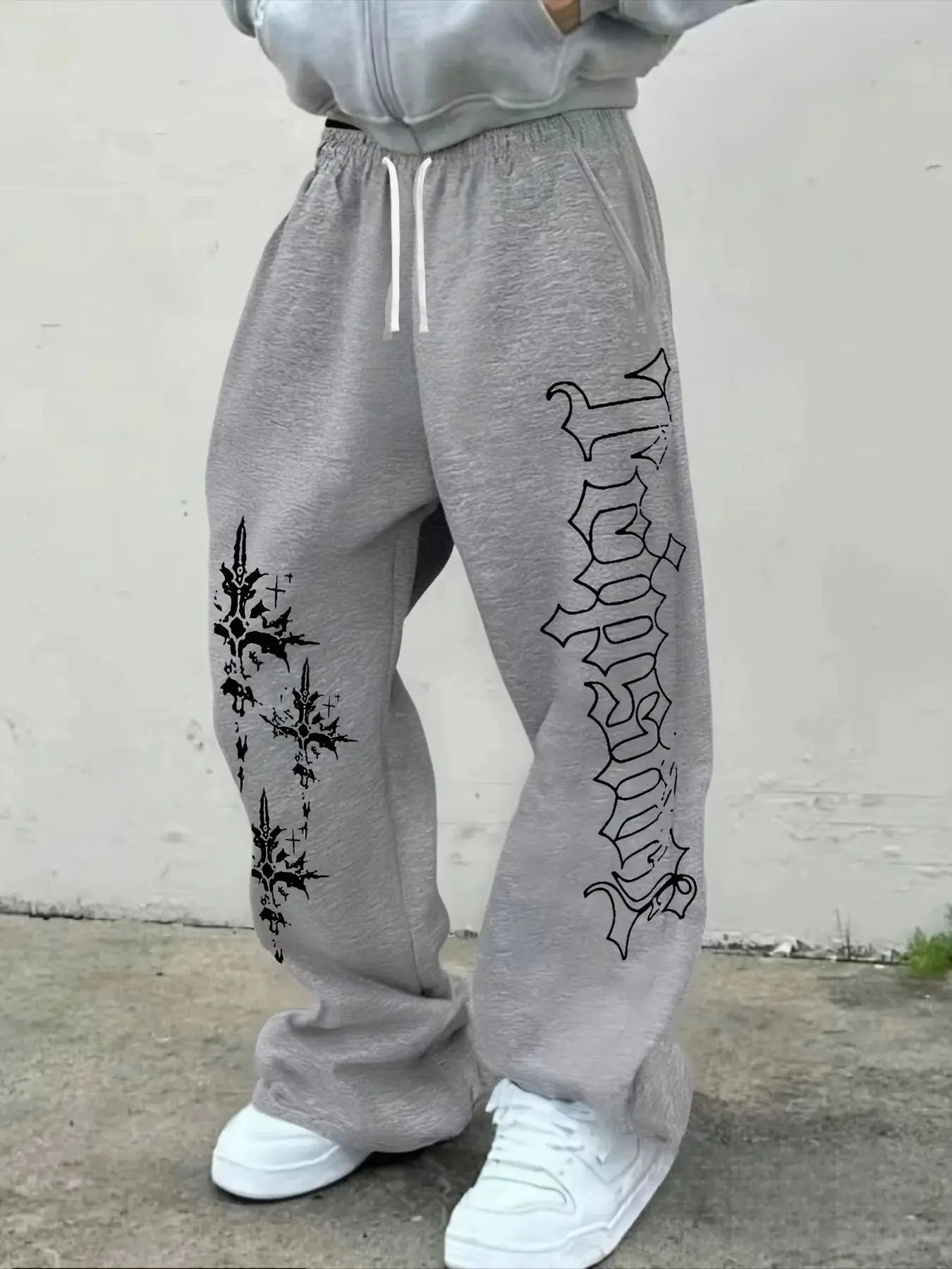 Pantalon de Sport Uni à Cordon Streetwear