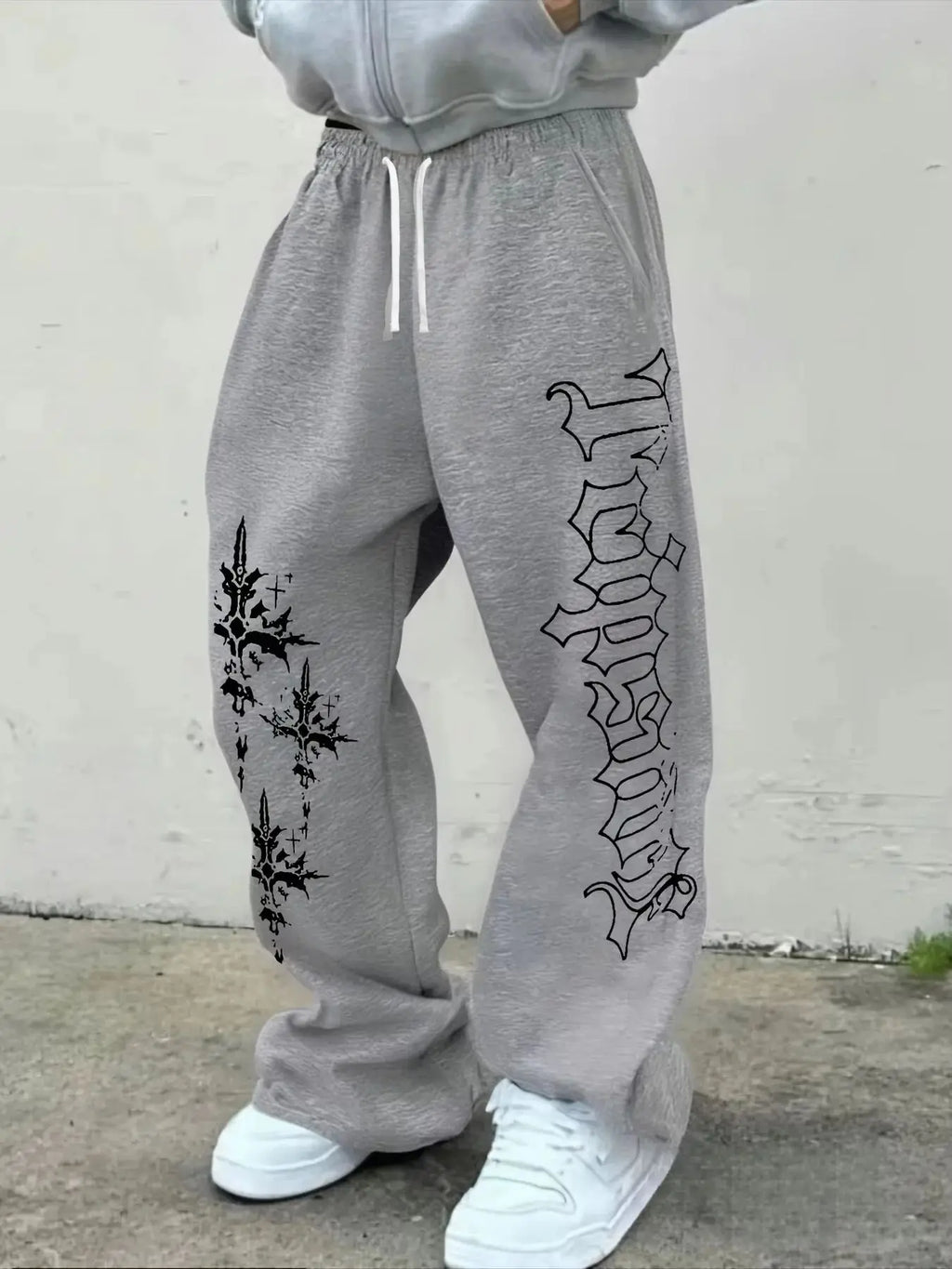 Pantalon de Sport Uni à Cordon Streetwear